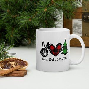"Festive 'Peace, Love, Christmas' Holiday Mug